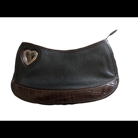 Brighton Pebble Leather Tortoise Shell Shoulder/Clutch Handbag Cut Outs Charm - Picture 2 of 10